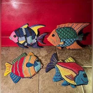 Lot of 4 VTG Glitter Tropical Sparkle Fish Wall Decor Ocean Aquarium Life Bundle
